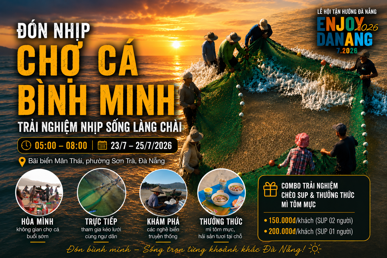 Hoạt động giao thương hải sản tại bãi biển